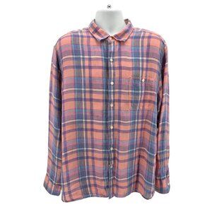Tommy Bahama Mens XL Shirt Linen Sunny Isles Plaid Multicolor Long Sleeve Preppy